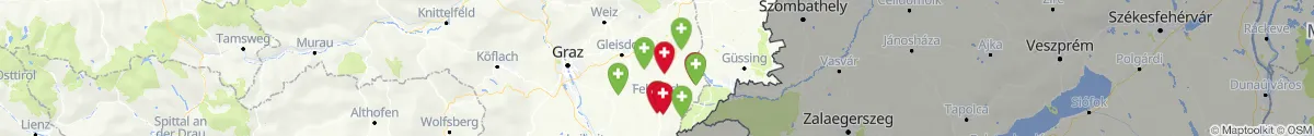 Kartenansicht für Apotheken-Notdienste in der Nähe von Riegersburg (Südoststeiermark, Steiermark)